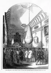 Großes Treffen im London Tavern, um die erhöhte Zuwendung an Maynooth zu bekämpfen, ca. 1840er Jahre